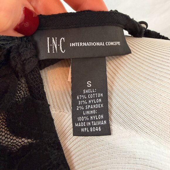 INC International Concepts Women's Short Sleeve Lace Top with Liner | Black | Sm - Picture 7 of 7